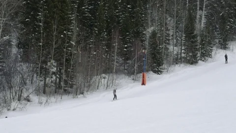 Skiing downhill in Russia Stock Footage 71180488