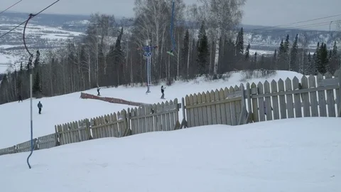 Skiing downhill in Russia Stock Footage 71310697