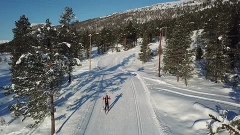 Skiing drone Stock Footage 149360203