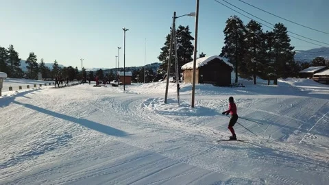 Skiing drone Stock Footage 149360242