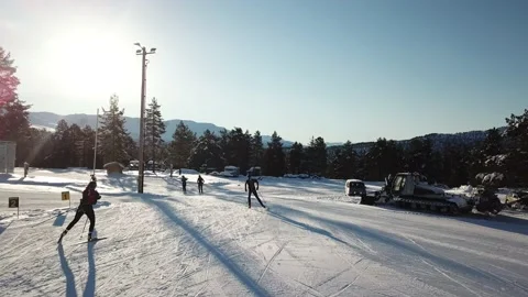 Skiing drone Stock Footage 149360243