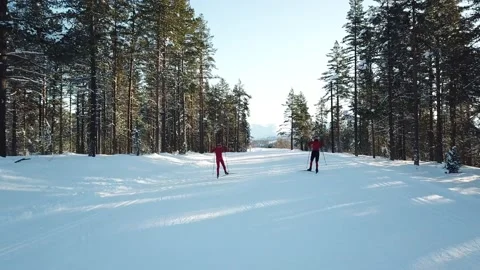 Skiing drone Stock Footage 149360247