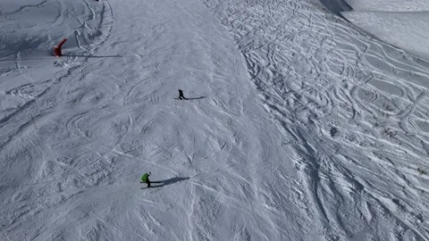 Skiing drone winter Stock Footage 237170355