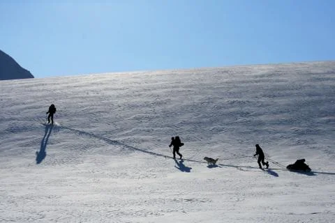 Skiing expedition in Svalbard Norway Stock Photos