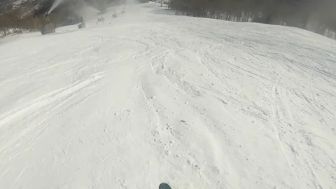 Skiing First Person Perspective on a Sunny Day Video stock 121594643