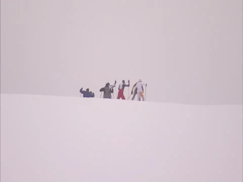Skiing in fog Stock Footage 2337340