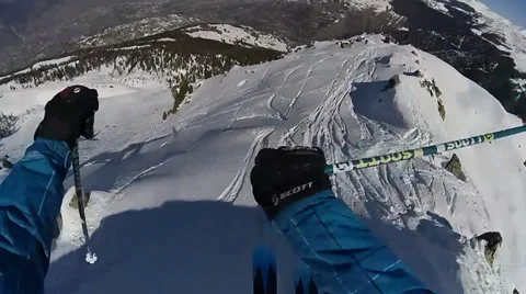 Skiing freeride downhill competition Stock Footage 39091913