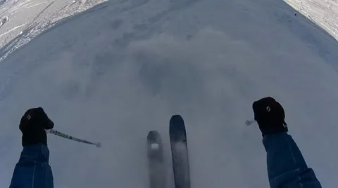 Skiing freeride downhill competition Stock Footage 39092386