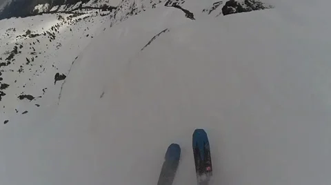 Skiing freeride downhill competition Stock Footage 39092836