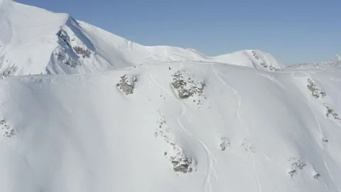 Skiing fresh powder line Video stock 128559082
