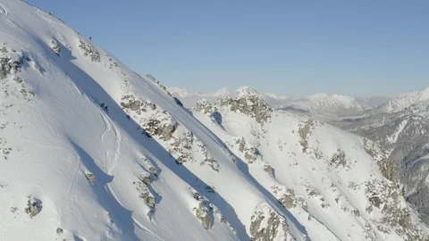 Skiing fresh powder line Stock Footage 129228653