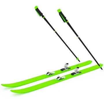 Skiing green ski poles 스톡 일러스트