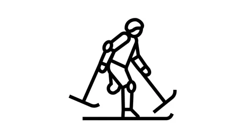 Skiing handicapped athlete line icon animation Stock Footage 224331729
