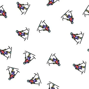 Skiing handicapped athlete vector seamless pattern 스톡 일러스트