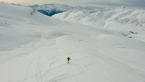 Skiing in the high mountains Stock Footage 306364090