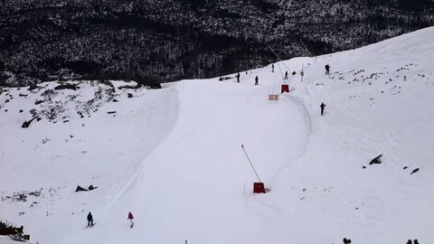 Skiing in the High Tatra ski center Stock Footage 107772094