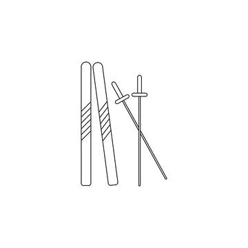 Skiing icon. Element of winter elements illustration. Thin line illustration for Illustrazione stock