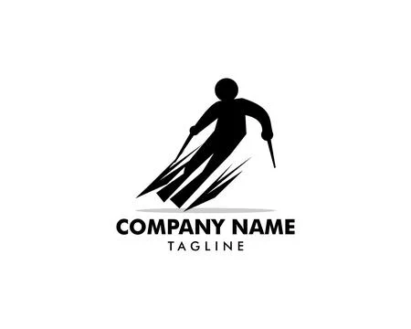 Skiing Icon Logo Vector Symbol Stock Illustration