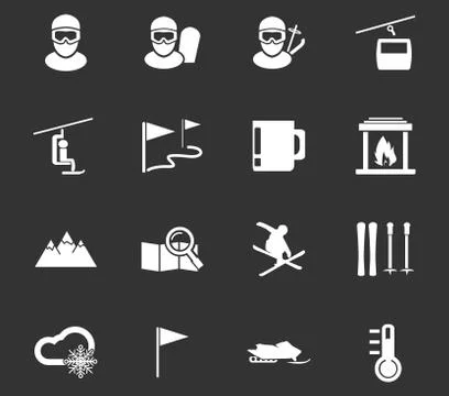 Skiing icon set Stock Illustration