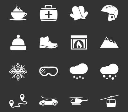 Skiing icon set Stock Illustration