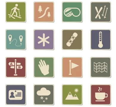 Skiing icon set Stock Illustration