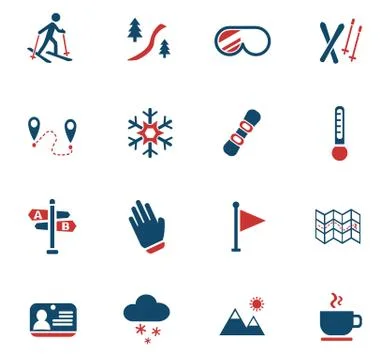 Skiing icon set Stock Illustration