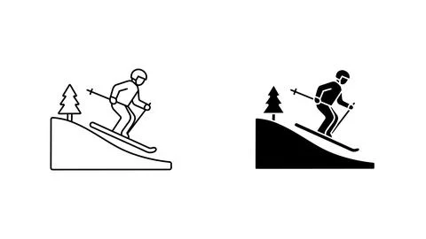 Skiing icon set Stock Illustration