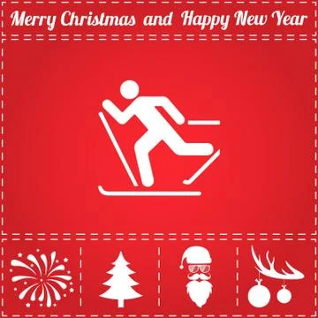 Skiing Icon Vector 스톡 일러스트