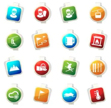 Skiing icons set Stock Illustration