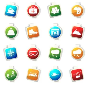 Skiing icons set Stock Illustration