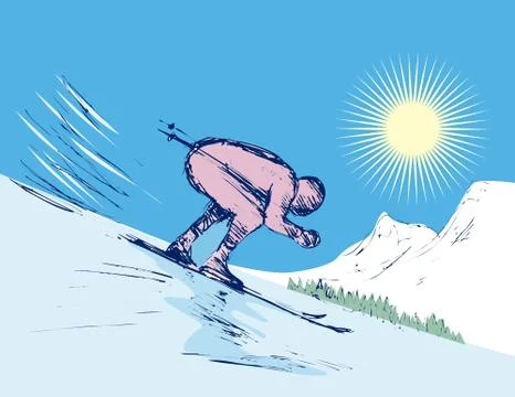 Skiing Stock Illustration