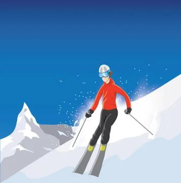 Skiing Stock Illustration