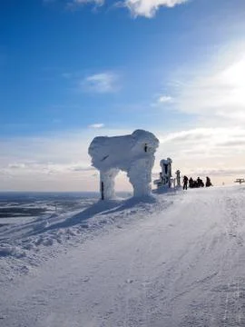 Skiing in lapland Stock Photos