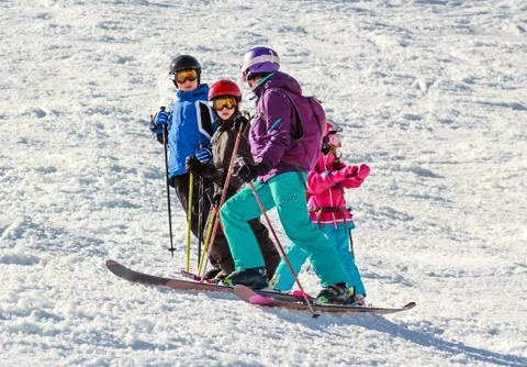 Skiing lessons Stock Photos