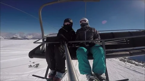 Skiing Lift in Austria with a View Stock Footage 83627465