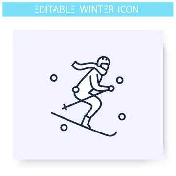 Skiing line icon. Editable vector illustration Stock Illustration