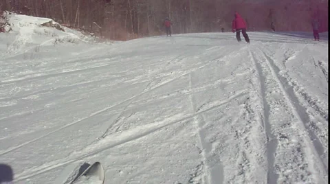 Skiing low angle Stock Footage 3476639