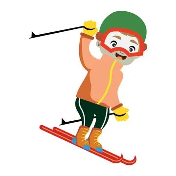Skiing man. Isolated on white background. Vector illustration. Winter element Stock Illustration