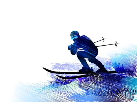 Skiing man. Vector illustration Illustrazione stock