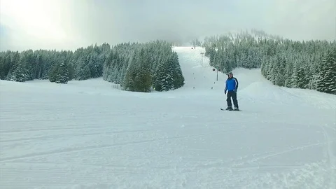 Skiing in the mountain resort. Stock Footage 72133483