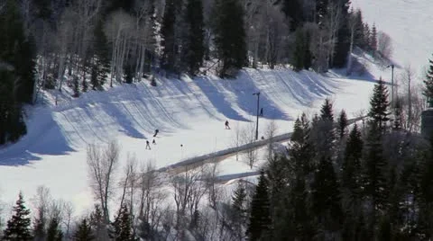 Skiing at Mountain Valley Resort Stock Footage 10818492