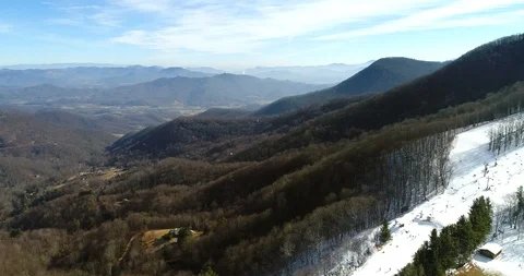 Skiing in the Mountains Stock Footage 91754963