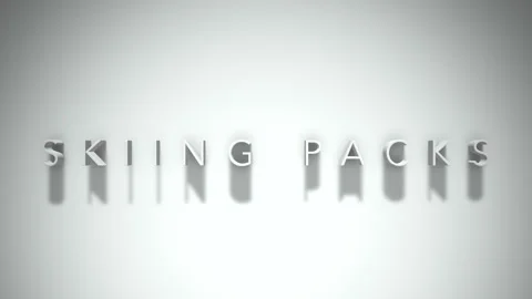 Skiing packs 3D title animation white text on a white background 動画素材 299702704