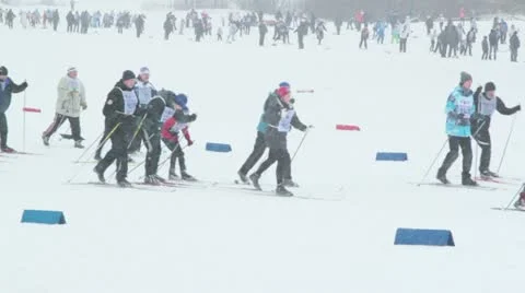 Skiing people Stock Footage 22178898