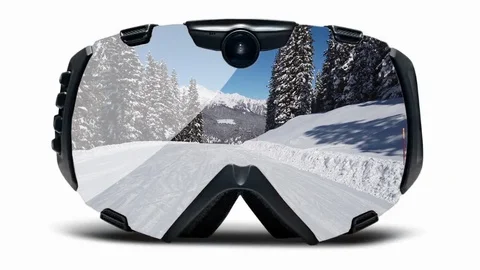 Skiing point of view sunny day ski mask Video stock 126169331