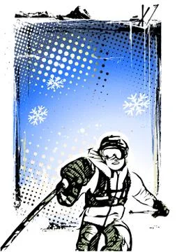Skiing poster background Stock Illustration