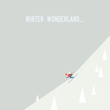 Skiing poster illustration vector. Downhill skier going down the slope at speed Stock Illustration