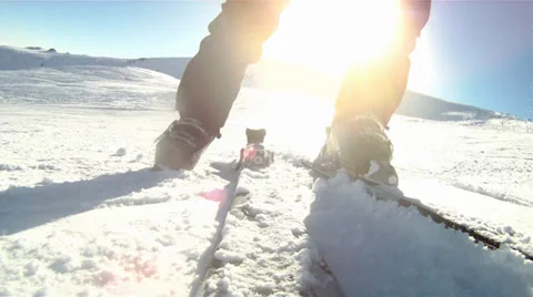 Skiing pov with flare Stock Footage 33301756