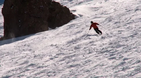 Skiing in powder Stock Footage 7752992