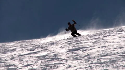 Skiing in powder Stock Footage 7753004